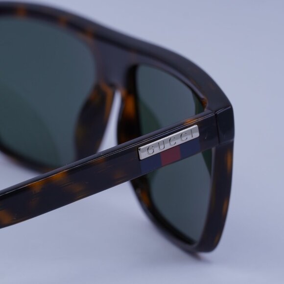 Gucci GG0748S 003 Sunglasses Havana Square Frame, Green Lenses - Picture 6 of 10